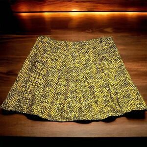 Michael Kors yellow snakeskin print flare skirt